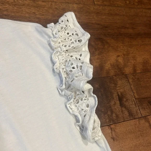 All Saints white tshirt dress with ruffle sleeves - Picture 3 of 4